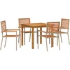 Image de vidaXL - Tuin - Eettafel - Set - 5 - pcs - Beige - Massief - Acacia - Hout