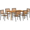 Image de vidaXL - Tuin - Eettafel - Set - 7 - pcs - Zwart - Massief - Acacia - Hout
