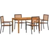 Image de vidaXL - Tuin - Eettafel - Set - 5 - pcs - Zwart - Massief - Acacia - Hout