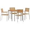 Image de vidaXL - Tuin - Eettafel - Set - 5 - pcs - Massief - acaciahout - en - roestvrij - staal