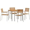 Image de vidaXL - Tuin - Eettafel - Set - 5 - pcs - Bruin - Massief - Teakhout
