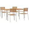 Image de vidaXL - Tuin - Eettafel - Set - 5 - pcs - Massief - Teakhout - en - RVS