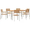 Image de vidaXL - Tuin - Eettafel - Set - 7 - pcs - Massief - Teakhout - en - RVS
