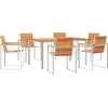 Image de vidaXL - Tuin - Eettafel - Set - 7 - pcs - Massief - acaciahout - en - roestvrij - staal