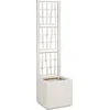 Image de vidaXL - Tuinplanter - met - Trellis - Wit - 36 - x - 36 - x - 140 - cm - PP