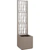 Image de vidaXL - Tuinplanter - met - Trellis - Lichtbruin - 36 - x - 36 - x - 140 - cm - PP