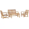Image de vidaXL - Tuinbank - Set - 4 - pcs - Naturel - Massief - Teakhout