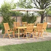Image de vidaXL - Tuin - Eettafel - Set - Opvouwbaar - 7 - pcs - Bruin - Massief - Acacia - Hout