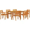 Image de vidaXL - Tuin - Eettafel - Set - 7 - pcs - Bruin - Massief - Acacia - Hout