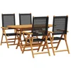 Image de vidaXL - Tuin - Eettafel - Set - 5 - pcs - Zwart - Massief - Acacia - Hout
