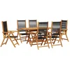 Image de vidaXL - Tuin - Eettafel - Set - 7 - pcs - Zwart - Massief - Acacia - Hout