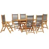 Image de vidaXL - Tuin - Eettafel - Set - 7 - pcs - Grijs - Massief - Acacia - Hout