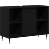 Image de vidaXL - Badkamerkast - met - plank - Zwart - 80 - x - 33 - x - 60 - cm - Bewerkt - hout