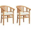 Image de vidaXL - Stoel - met - kussen - 2 - pcs - Bruin - 63 - x - 58 - x - 89 - cm - Massief - Teakhout
