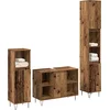 Image de vidaXL - Badkamermeubel - Set - met - plank - 3 - pcs - Oud - Hout - Bewerkt - hout