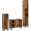 Image de vidaXL - Badkamermeubel - Set - met - plank - 3 - pcs - Bruin - Bewerkt - hout