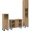 Image de vidaXL - Badkamermeubel - Set - met - opslag - 3 - pcs - Bruin - Bewerkt - hout