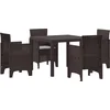 Image de vidaXL - Tuin - Eettafel - Set - 5 - pcs - Bruin - Polypropyleen