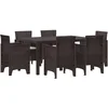 Image de vidaXL - Tuin - Eettafel - Set - 7 - pcs - Bruin - Polt - riet