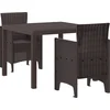 Image de vidaXL - Tuin - Eettafel - Set - 3 - pcs - Bruin - Polypropyleen