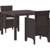 Image de vidaXL - Tuin - Eettafel - Set - 3 - pcs - Bruin - Polypropyleen