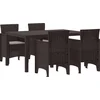 Image de vidaXL - Tuin - Eettafel - Set - 5 - pcs - Bruin - Polt - riet