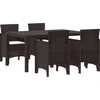 Image de vidaXL - Tuin - Eettafel - Set - 5 - pcs - Bruin - Polt - riet