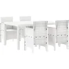 Image de vidaXL - Tuin - Eettafel - Set - 5 - pcs - Wit - Polt - riet