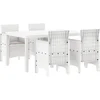 Image de vidaXL - Tuin - Eettafel - Set - 5 - pcs - Wit - Polt - riet