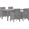 Image de vidaXL - Tuin - Eettafel - Set - 5 - pcs - Lichtgrijs - Polt - riet