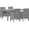 Image de vidaXL - Tuin - Eettafel - Set - 5 - pcs - Lichtgrijs - Polt - riet