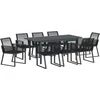 Image de vidaXL - Tuin - Eettafel - Set - 9 - pcs - Zwart - poly - rattan