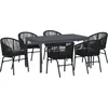 Image de vidaXL - Tuin - Eettafel - Set - 7 - pcs - Zwart - poly - rattan