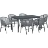 Image de vidaXL - Tuin - Eettafel - Set - 7 - pcs - Grijs - poly - rattan