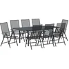 Image de vidaXL - Tuin - Eettafel - Set - 9 - pcs - Antraciet - Staal