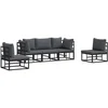 Image de vidaXL - Tuinbank - Set - met - kussen - 5 - pcs - Zwart - Aluminium