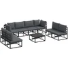 Image de vidaXL - Tuinbank - Set - met - kussen - 9 - pcs - Zwart - Aluminium
