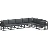 Image de vidaXL - Tuinbank - Set - met - kussen - 7 - pcs - Zwart - Aluminium