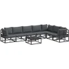 Image de vidaXL - Tuinbank - Set - met - kussen - 8 - pcs - Zwart - Aluminium