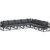 Image de vidaXL - Tuinbank - Set - met - kussen - 8 - pcs - Zwart - Aluminium