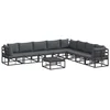 Image de vidaXL - Tuinbank - Set - met - kussen - 9 - pcs - Zwart - Aluminium