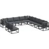 Image de vidaXL - Tuinbank - Set - met - kussen - 11 - pcs - Zwart - Aluminium