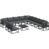 Image de vidaXL - Tuinbank - Set - met - kussen - 12 - pcs - Zwart - Aluminium