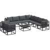 Image de vidaXL - Tuinbank - Set - met - kussen - 10 - pcs - Zwart - Aluminium