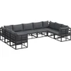 Image de vidaXL - Tuinbank - Set - met - kussen - 9 - pcs - Zwart - Aluminium