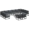 Image de vidaXL - Tuinbank - Set - met - kussen - 13 - pcs - Zwart - Aluminium