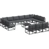 Image de vidaXL - Tuinbank - Set - met - kussen - 14 - pcs - Zwart - Aluminium