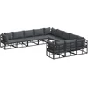 Image de vidaXL - Tuinbank - Set - met - kussen - 11 - pcs - Zwart - Aluminium