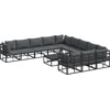 Image de vidaXL - Tuinbank - Set - met - kussen - 12 - pcs - Zwart - Aluminium