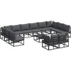 Image de vidaXL - Tuinbank - Set - met - kussen - 13 - pcs - Zwart - Aluminium